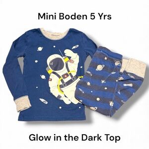 PLAY Mini Boden Blue Glow-in-the-Dark Astronaut Pajama Set (5T)